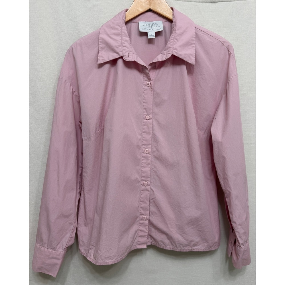 Mare x Anthropologie Pink Cotton Button Down Long Sleeve Collared Shirt Medium